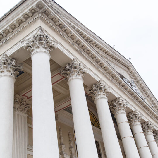 Classical pillars with portico detail